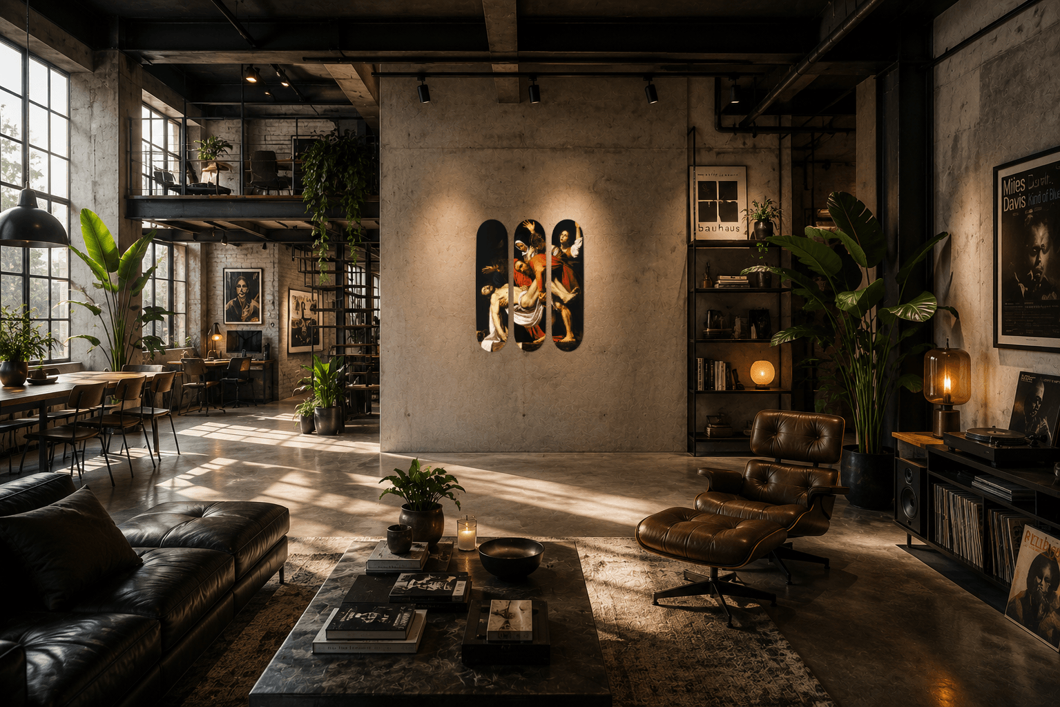 INDUSTRIAL LOFT interior installation featuring The Entombment of Christ